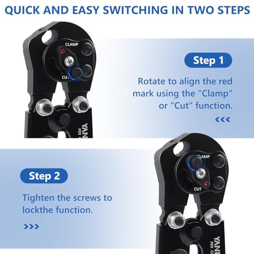 2 IN 1 Ratchet PEX Crimping Tool Kit - Cinch and Remove Dual Function Suitable for 3/8" to 1" Stainless Steel Clamps with Pex Cutter and Stainless Steel Pex Clamps 1/2" 25PCS, 3/4" 10PCS Pex Crimper Kit