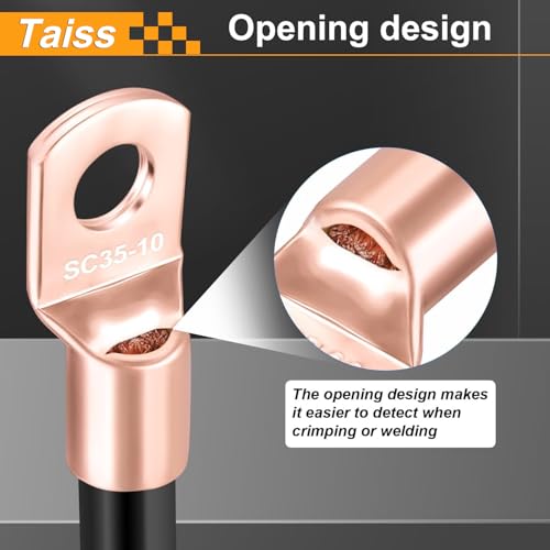 Taiss 110 pieces copper cable lugs set, shrink tube set, ring cable lugs, 6 mm², 10 mm², 16 mm², 25 mm², 35 mm², copper cable lugs, M6, M8, M10 with heat shrink tubes for car battery cable distribution boxes
