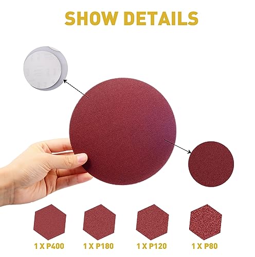 4 x 36 Inch Sanding Belts 10 Pieces Aluminum Oxide Sander Belts(80/120/150/240/400 Grits) With 4 Pieces 6 Inch Sanding Disc Aluminum Oxide Adhesive Backed Sandpaper (Pack of 14)
