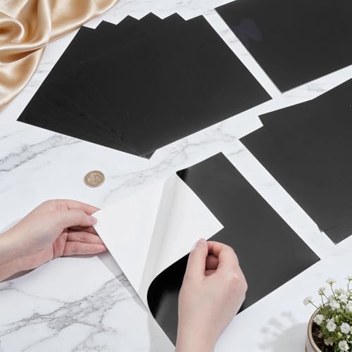 NBEADS 12 Pcs Black Laser Engraving Testing Paper, Self-Adhesive Laser Testing Paper Double-Sided Dimming Paper for Marking Machine and Optical Cutting, 20x20x0.02cm
