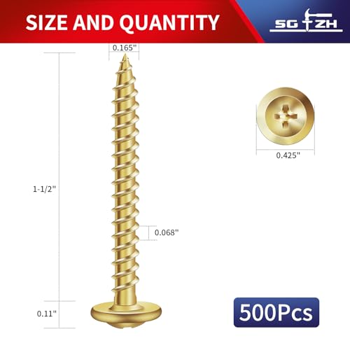 #8 x 1-1/2" Wood Screw 500Pcs Alloy Steel Standard Thread Truss Head Fast Self Tapping by SG TZH #8 x 1-1/2" 500
