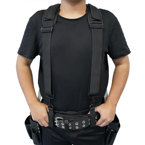 KUNN Tool Belt Suspenders Removable Padded Shoulder & Electrician Tool Pouch