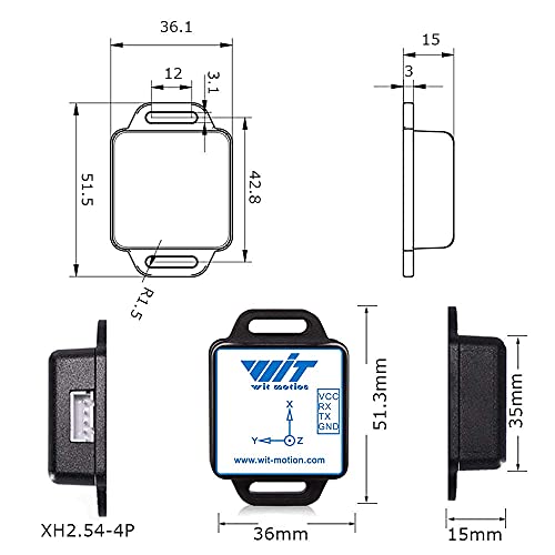 【9-axis vibration inclinometer WT901C-232】High stability acceleration+gyro+angle (XY 0.05° accuracy) + digital compass, three-axis MPU9250 gyroscope sensor【Kalman filtering】