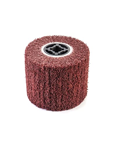 QWORK 80 Grit Non-Woven Abrasive Flap Wire Drawing Polishing Burnishing Wheel - Premium 2-Pack Ideal for Metal Surface Treatment, 120x100mm Size