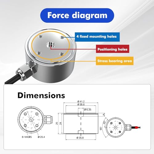 100kg/200kg/300kg/500kg Load Cell Sensor, Column Load Cell Weight Sensor Force Sensor Tension Compression Load Cell Pressure Sensor Stainless Steel Industrial Weighing Sensor(500kg)