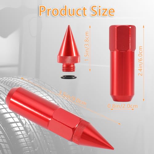 20PCS M12x1.25 Spikes Wheel Lug Nuts