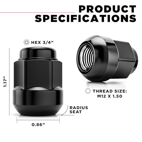 White Knight M12x1.5 Lug Nuts for Select Honda and Acura, Factory Style (Black Chrome) Radius Seat – WN20107BK-20AM (20 Pack) BLACK CHROME 1.17" HT (20 Pack)