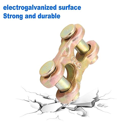 8 Pack 3/8 Double Clevis Link, Chain Repair Link Twin Clevis, Double clevi for Variety of Industries, Including Construction, Transportation, and Manufacturing, by GENHAKON