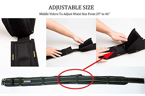 MELOTOUGH Tool Belt Suspenders Tool Harness for Heavy Duty Work,Movable shoulder Pads,Black Hammer Holder for Belt