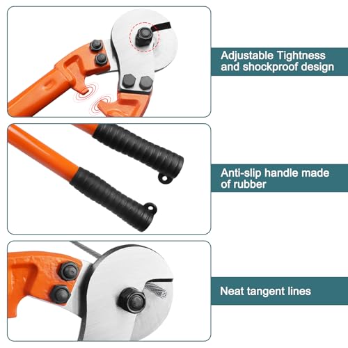BLIKA 18'' Heavy Duty Cable Cutter, Steel Cable Cutter for Cable Railing, Cuts Up to 5/16" Stainless Steel Wire Rope, Copper and Aluminium Cables 18" 1