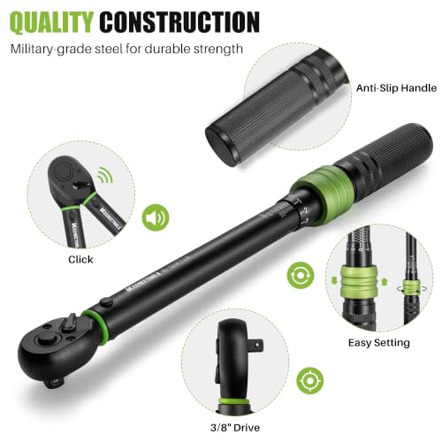 3/8 Inch Drive Torque Wrench 10-120 Ft-Lb for Car, Bike Repair 3/8" 10-120FT