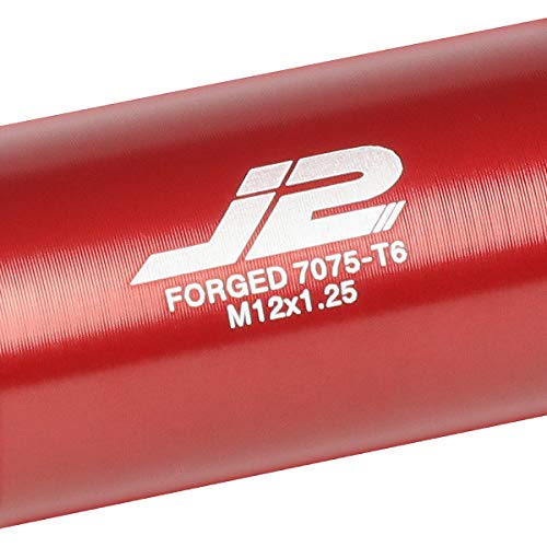 J2 Engineering 16Pcs 7075 Aluminum Open End M12 x 1.25 Lug Nuts w/4Pcs Lock Nuts & Key, Red, Fit Conical Seat, LN-T7-010-125-RD