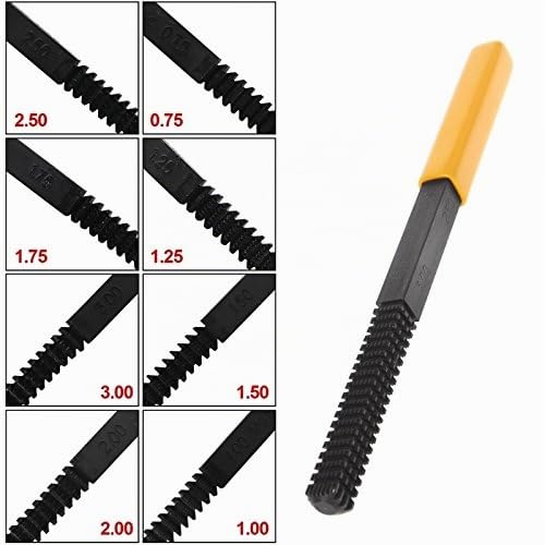 External Thread Restoration File, Thread Recovery File Metric System Thread File Repair Tool, 0.75 1.0 1.25 1.5 1.75 2.0 2.5 3.0 mm, Suitable for Left or Right Thread