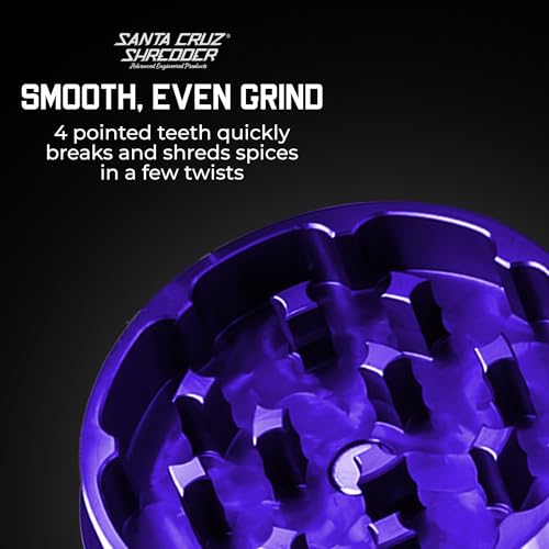 Santa Cruz Shredder Metal Herb Grinder Knurled Top for Stronger Grip 2-Piece Small (Mini) 1.7" (Purple) Purple