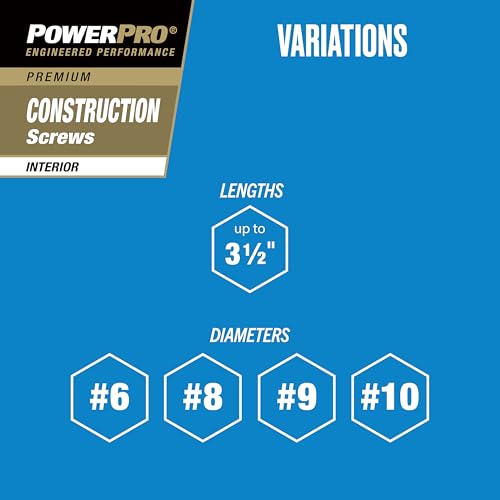 Power Pro Wood Screws, #8 x 1-1/4in, 440 Pack, Gold Zinc #8 x 1-1/4" (Pack of 2)