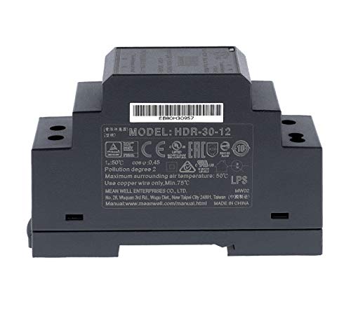 Mean Well Hdr 30 12 Power Supply DIN Rail Single Pack Single