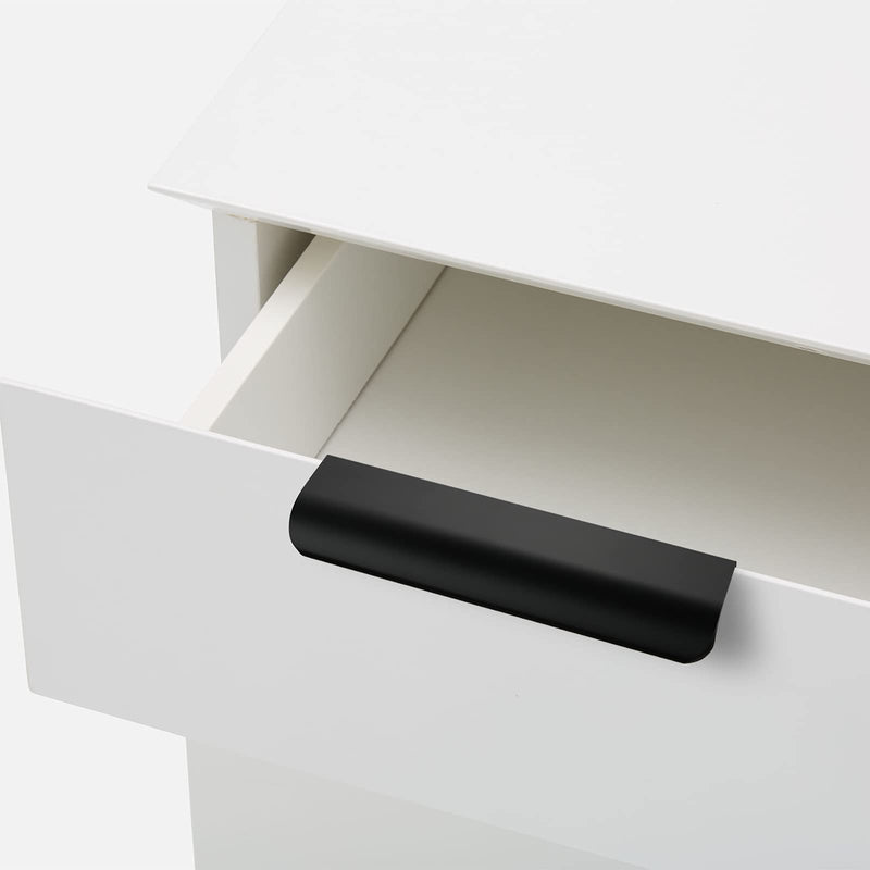 Goldenwarm 10 Pack 5 Inch Finger Pulls Black Cabinet Edge Pulls Black Edge Tab Drawer Handles Aluminum Alloy Cabinet Hardware for Kitchen Cupboard Hole Center:128mm(5in)