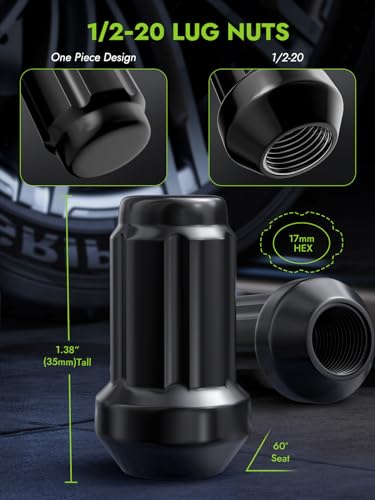 AUTOPTIM 1/2-20 Spline Lug Nuts & 6 Spline Lug Nuts Socket Key