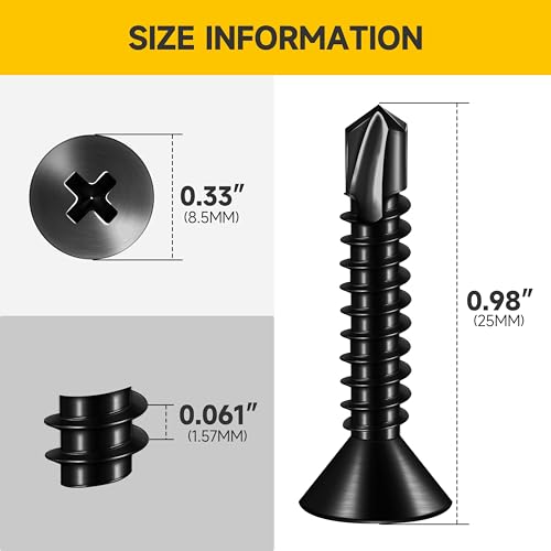 Mywish Self Tapping Screws for Metal (200Pcs) #8×1" & (300pcs) #8 x 1 for Sheet Metal Self Tapping Screws, Black Sheet Metal Screws 410 Black Oxide Stainless Steel Truss Head Self Drilling Screws High