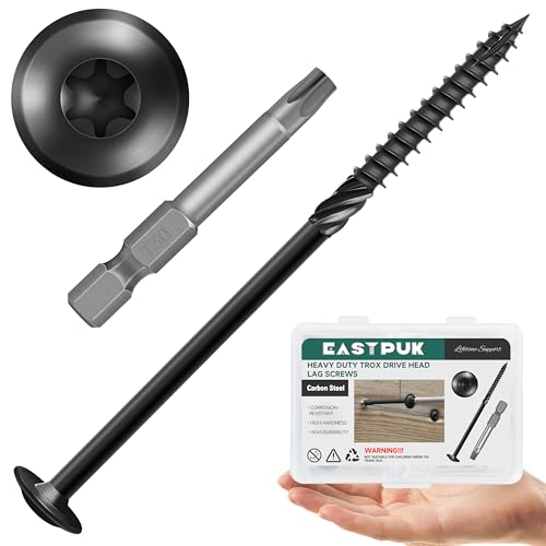 (4 Sets) 3/8-16 x 6 Carriage Bolts with Nuts and Washers & 50-Pack #14 x 6 Wood Screws, Lag Screws 6 Inch, eavy Duty Self Drilling Structural Screw, Round Head Square Neck 3/8 Carriage Bolts