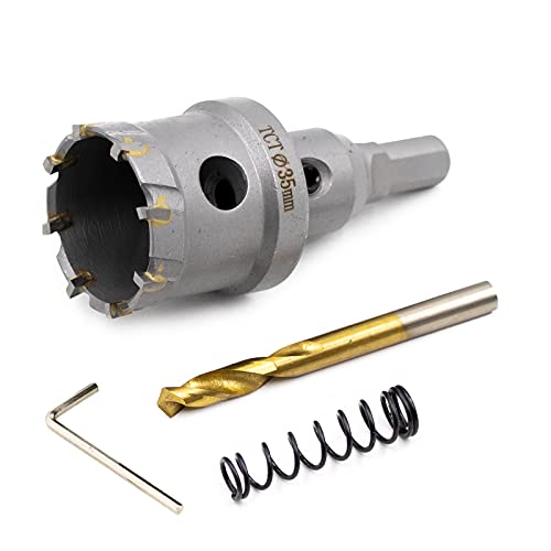 TCT Hole Saw Set, 6 Pcs Carbide Hole Saw Kit with Titanium Plated Center Drill for Stainless Steel, Metal, Iron, Wood with Storage Case (5/8”-2-3/8”)