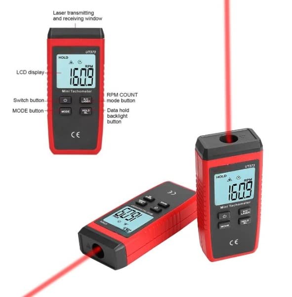 Telituny Tach UT373 Mini Non-Contact Digital LCD Tachometer Laser RPM Tach Speed Meter for Home Lab Factory