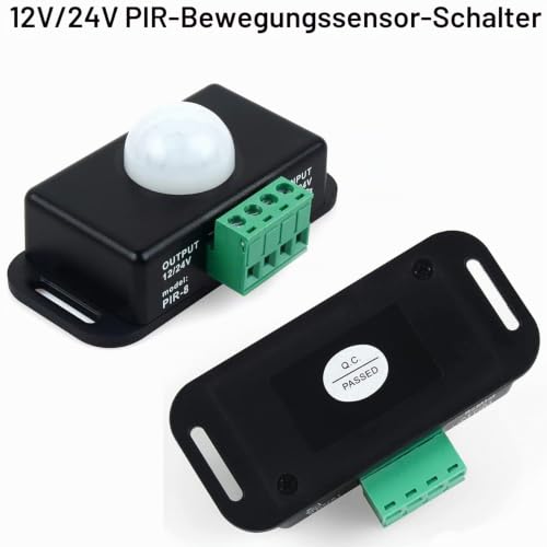 Greluma Pack of 3 12V/24V Motion Sensor Switch, PIR Sensor LED Switch Controller for Flexible LED Strips Black