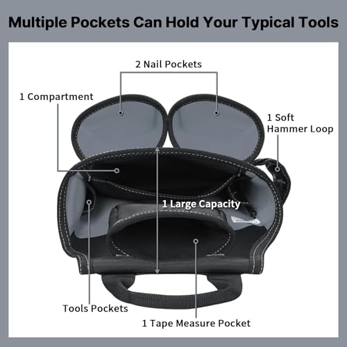 MELOTOUGH Tool Pouch with Belt, Electrician Tool Pouch with Detachable Hammer Holster for Electrician, Carpenter, Construction