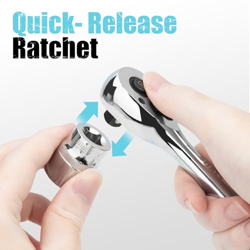 SHALL 3-Piece Ratchet Set, 90-Tooth Quick-Release Ratchet Wrench 3 Pieces Ratchet Wrench Set