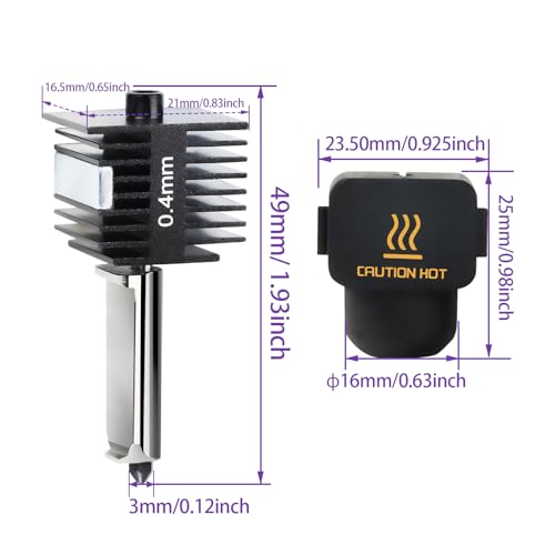 IdeaFormer 2pcs 0.4 mm A1/A1 Mini Hotend for Bambulab, 0.4 mm Hardened Steel Nozzle Hot End Kit A1 Extruder Hotend Set for Bambu Lab A1/A1 Mini