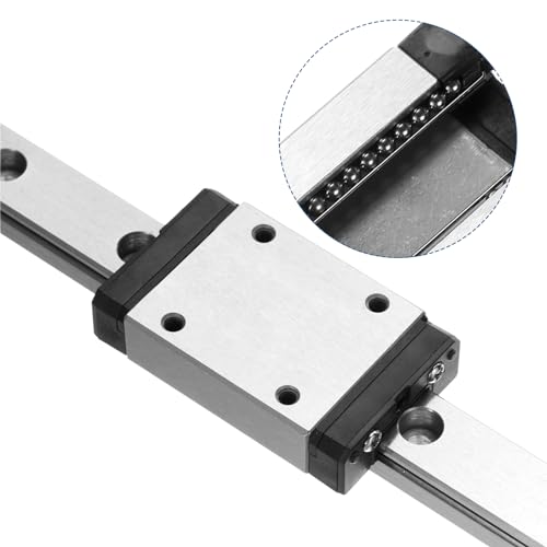 sourcing map 2pcs MGN7 150mm Linear Guide Rail with 2pcs MGN7H Sliding Carriage Block Bearing Steel and 2pcs Plastic Mini MGN12 Linear Guide for DIY 3D Printers and CNC Machine, Silver