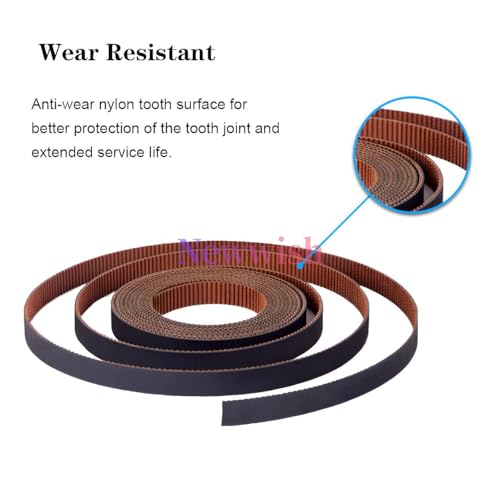 GT2 Timing Belt 10mm Width,Pitch 2mm,3D Printer Open GT2 Timing Belt 10mm,Upgraded Fiberglass Reinforced,Non-Slip Wear Resistant,Nylon Tooth Surface.(5 Meters) GT2 Belt 10mm Width 5 Meters