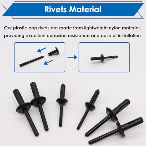 smseace 42Pcs Plastic Rivet Gun Kit, Including 40Pcs 4-Sizes Plastic Pop Rivets,1Pcs Plastic Rivet Removal Tool,1pcs Plastic Rivet Tool for The Home or Automotive interiors