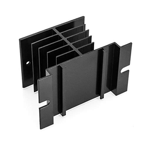 QWORK® Single Phase Aluminum Solid State Relay for SSR-10A, 25A, 40A, Black, Pack of 2 (Pack of 2)
