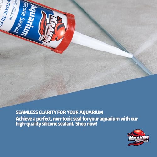 Kraken Bond Aquarium Silicone Sealant Clear - (2x10.1 fl. oz.) 100% Waterproof Aquarium Safe Silicone, Non-Toxic Fish Tank Safe Sealant, Fast Curing and Strong Adhesion, 2 Pack