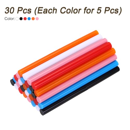 uxcell 30pcs Mini Hot Glue Sticks 4 inch x 0.27 inch High Sticky Small Glue Sticks, 6 Color