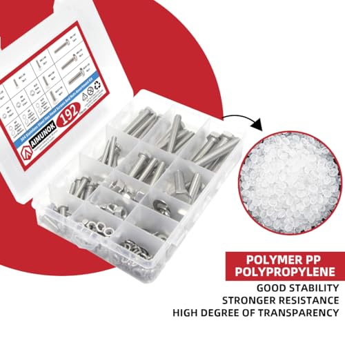 192pcs Heavy-Duty Hex Bolt/Nut Kit - M6/M8/M10 304SS w/Washers for Construction/Machinery 192Pcs Bolt/Nut Kit