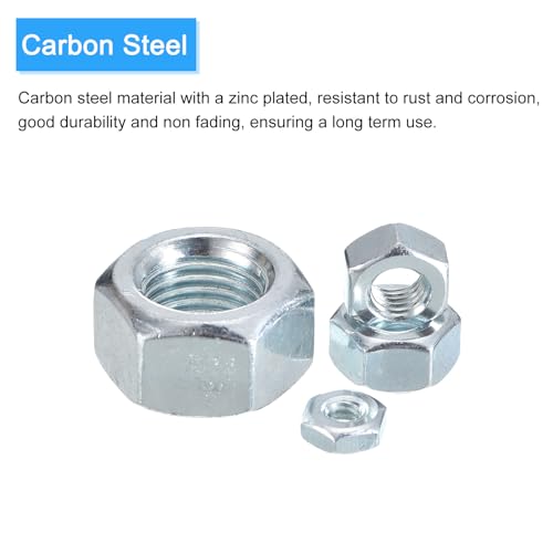 METALLIXITY Hex Nuts (1-1/4"-12) 5Pcs, Carbon Steel Coarse Thread Zinc Plated Hexagon Nut Hardware - for DIY Home Repair Machinery, Silver 1-1/4"-12 5