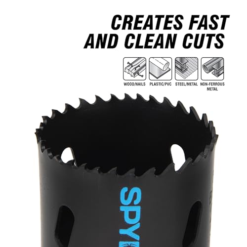 Spyder 6-3/8" Bi-Metal Hole Saw for Steel, Nail-Embedded Wood, and Plastics, Variable Tooth Pitch, Use with Hex10 (1/2") Pilot Bit Arbor (600928CF) 6-3/8 inch