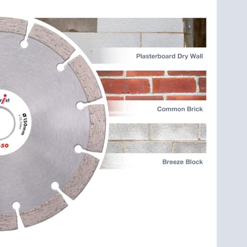 Marcrist WS650SF Wall Chaser Blade 150mm x 22.23mm - Segmented Diamond Cutting Disc for Brick, Block and Masonry - Multi Material Cutting Discs - Dry Use - 2 Pack (3711R)