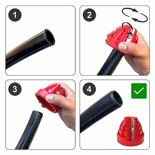 Plastic Pipe Chamfer Tool - Pipe Deburring Tool for 20, 25, 32, 40, 50 and 63 mm Plastic Pipes - High Performance Pipe Cutter - PE Pipe Sharpener and 3 Replacement Blades Pipe scraper set