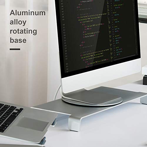 Hztyyier Silver Aluminum Alloy Computer Screen Monitor Turntable StandRotating Swivel Base, 360° Rotation Monitor Swivel Base for iMac Disply Rotating Mount Office Supplies