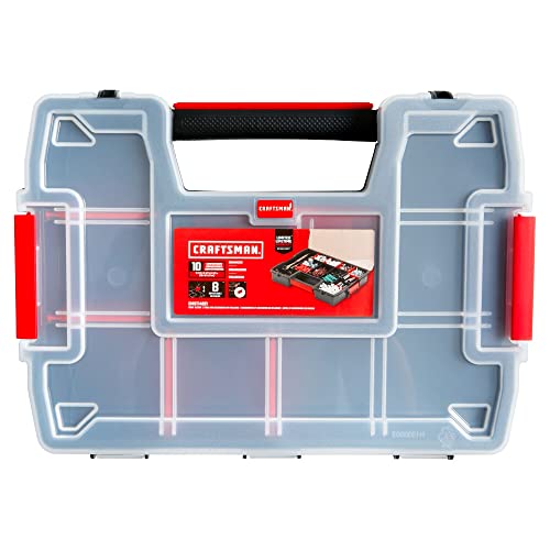 CRAFTSMAN Storage Organizer, Small Parts Organizer, 3-Packs with 10-Compartments, Lid Includes Secure Latch (CMST60964M) 3 Pack (11.5" L x 2.5" W x 8.5" H) Triple Pack
