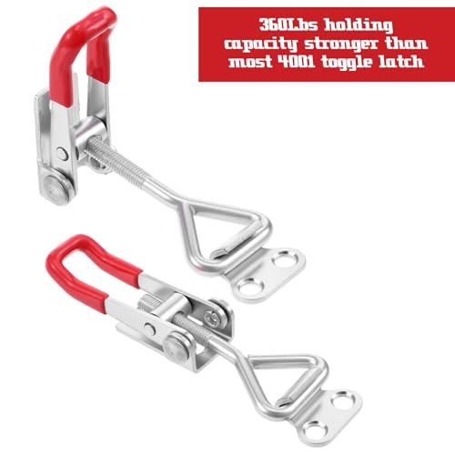 36 Pcs Toggle Latch Clamp Adjustable 330 Lbs Holding Capacity Pull Latch 4001 Heavy Duty Latch Lock Metal Door Latches Sturdy Latches Hardware for Smoker Lid Tool Box(Red, No Lock Hole)