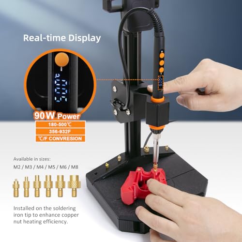 Vertical Heat Set Insert Tool with 90W Soldering Iron for 3D Printed Parts Vertical Heat Pressing Machine