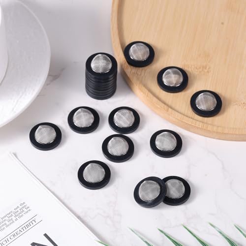 BOXOB Pack of 20 Garden Hose Strainers, Stainless Steel Rubber Hose Seal with Strainer for 3/4 Inch Connection and 5/8 Inch Washing Machine Connection