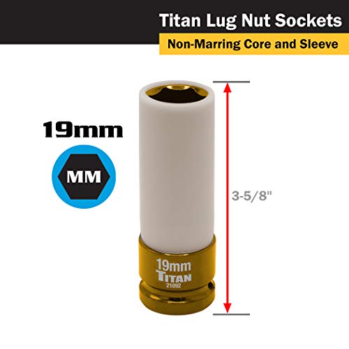 Titan 21183 3-Piece 1/2-Inch Drive Non-marring Impact Deep Lug Nut Socket Set, Includes 17mm, 19mm, and 21mm 3pc Set