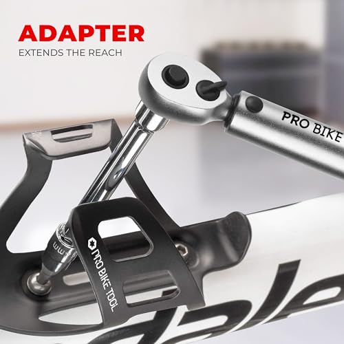 PRO BIKE TOOL 1/4 Inch Drive Click Torque Wrench Set - Precise 2 to 20 Nm Bike Tool Kit for Road and Mountain Bikes - Includes 1/4 Torque Wrench, Allen, Torx Bits, Extension Bar and Storage Box Silver