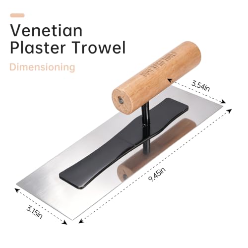 3-Pack Stainless Steel Venetian Plaster Japanese Finishing Trowels - Professional Art Paint & Plastering Hand Tools for Smooth Polished Walls