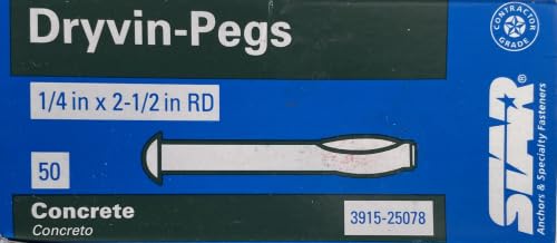 Star Dryvin-Pegs Split-Drive Concrete Anchor, 1/4 in x 2-1/2 in, 50 Count